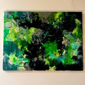 green handmade 24x18 painting